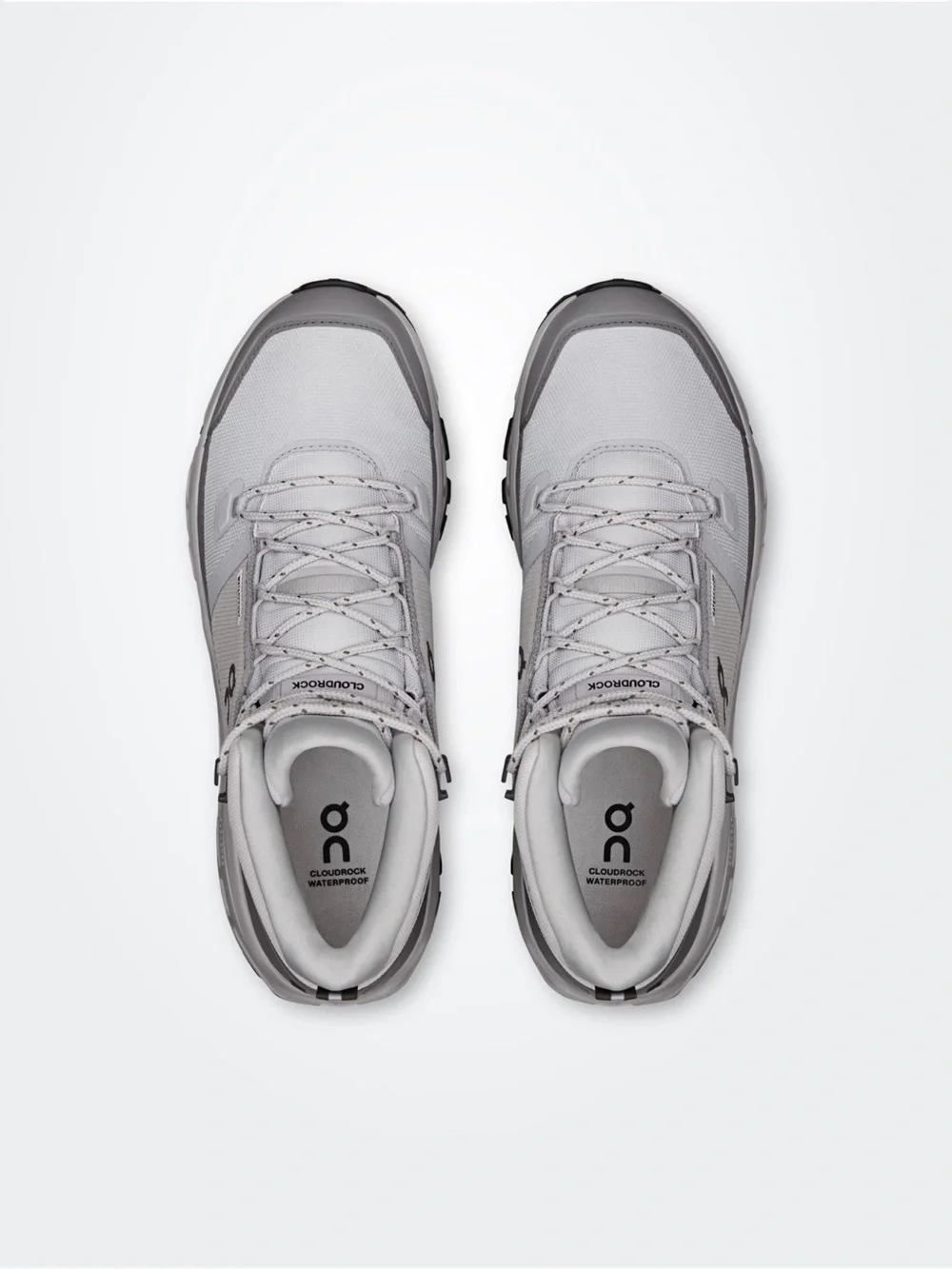 On Running Cloudrock Waterproof Mid-Top Boots in Light Grey and Dark Grey